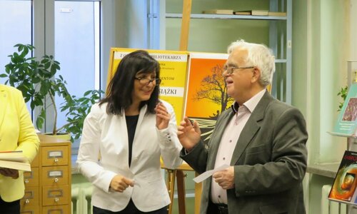 Library Director Barbara Barańska-Malinowska with a guest invited to Library Day.