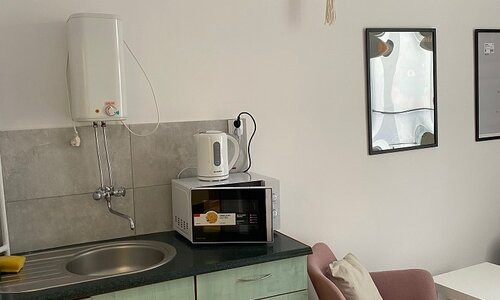 social room in the patio - microwave oven